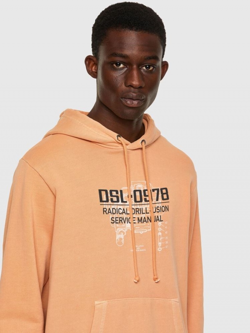 Orange Diesel S Girk Hood B3 Men's Sweatshirts | 86471LXEH