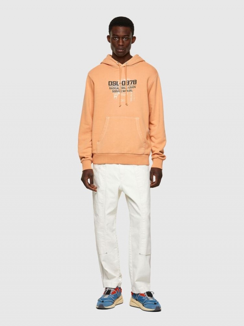 Orange Diesel S Girk Hood B3 Men's Sweatshirts | 86471LXEH