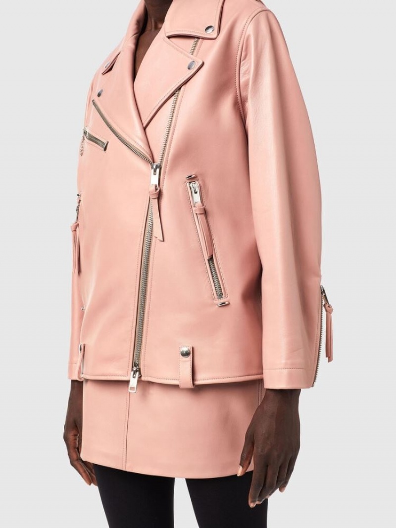 Pink Diesel L Edmea A Women's Leather Jackets | 80479DPWC