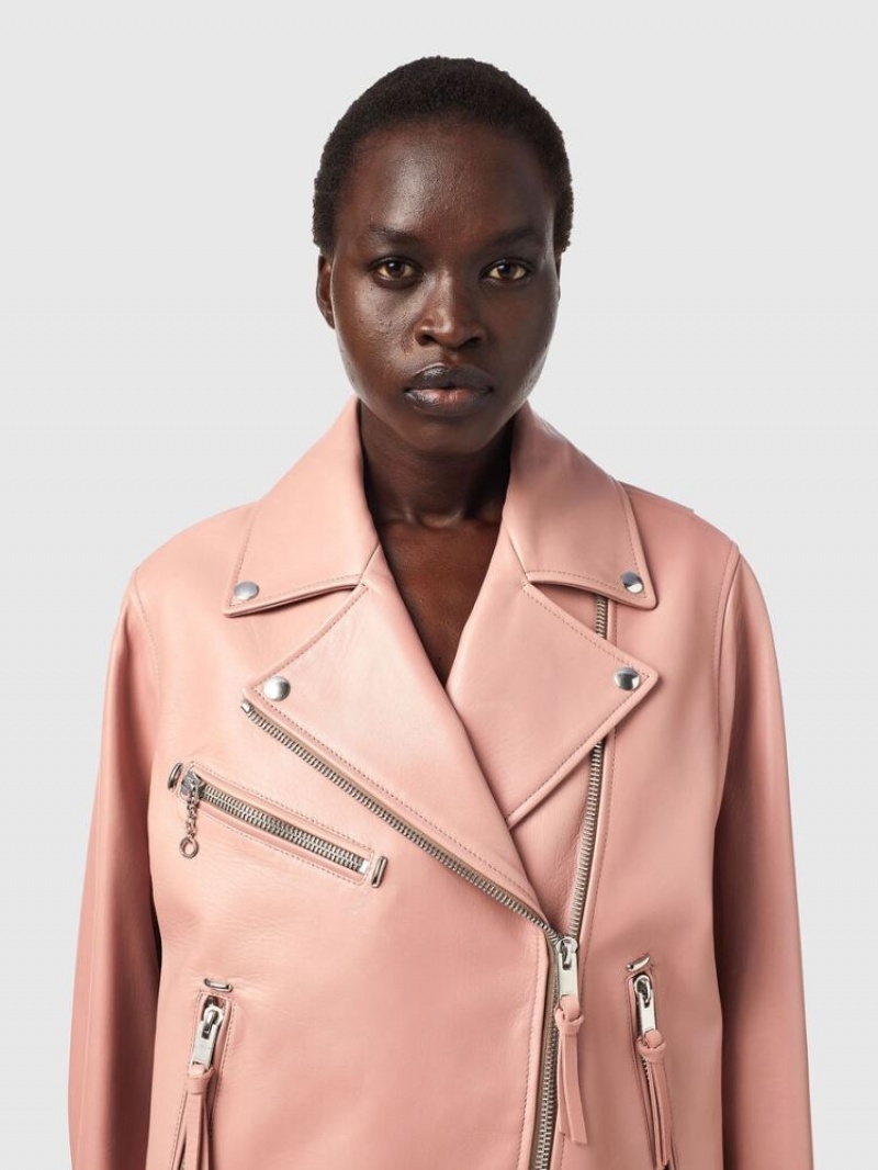 Pink Diesel L Edmea A Women's Leather Jackets | 80479DPWC