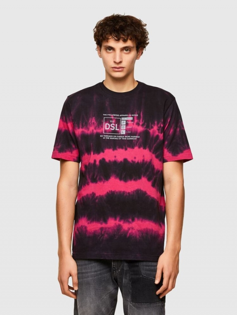 Pink / Black Diesel T Just A38 Men\'s T Shirts | 79831ACZF