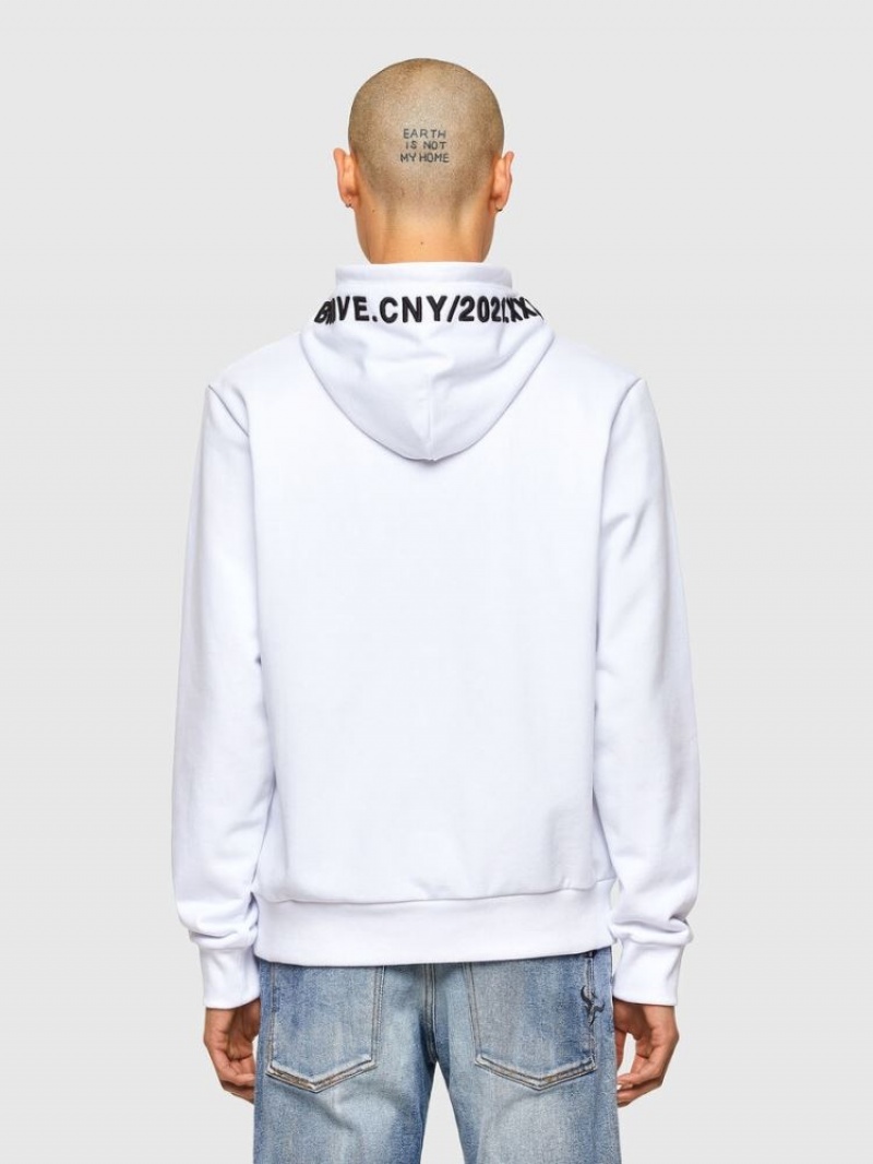 White Diesel Cl S Girk Hood O Men's Sweatshirts | 27304UGTO