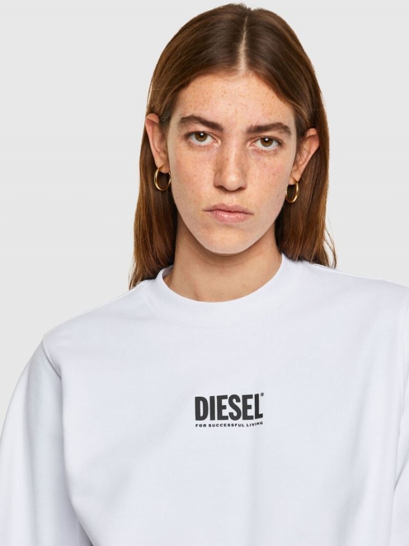 White Diesel F Ang Smallogo Women's Sweatshirts | 43269CEXR