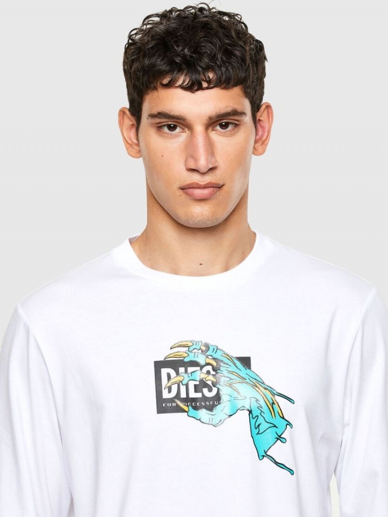 White Diesel T Just Ls A1 Men's T Shirts | 09614FULH