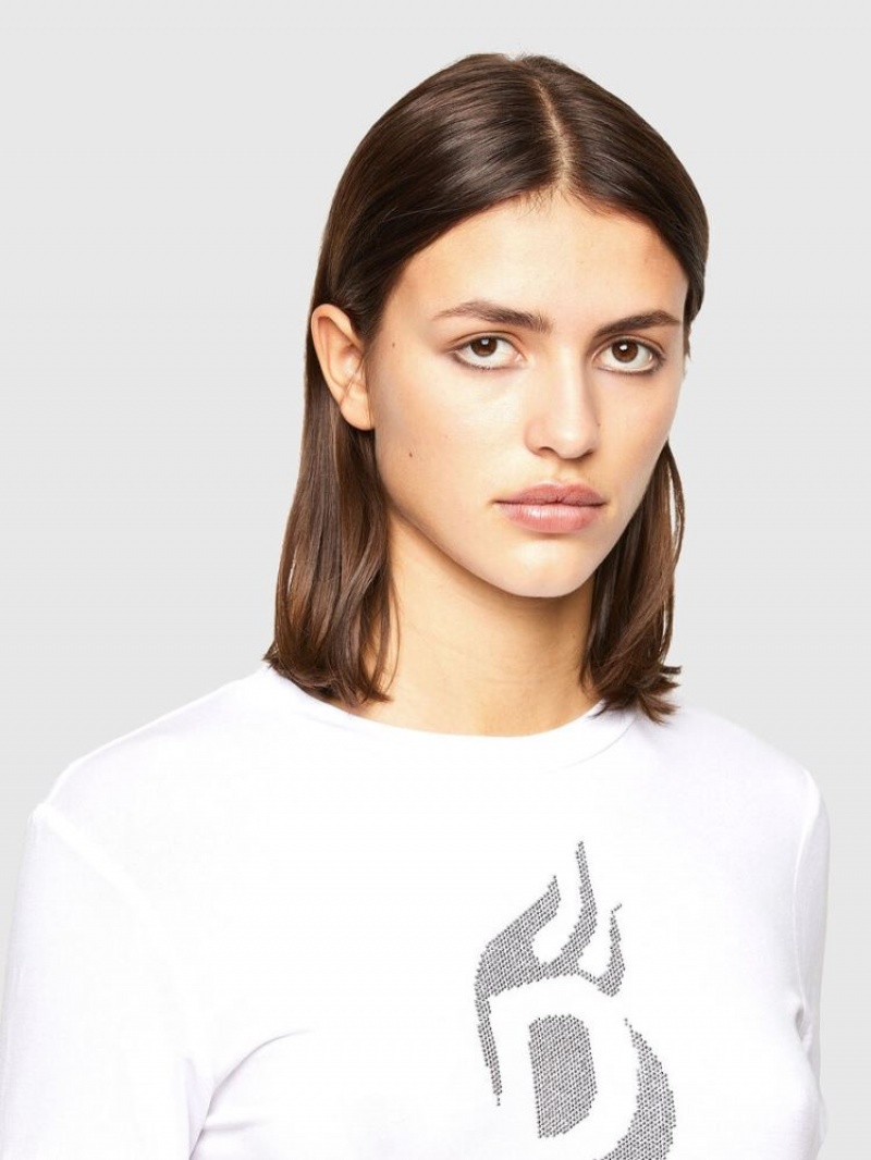 White Diesel T Sily R1 Women's T Shirts | 61835NLOP