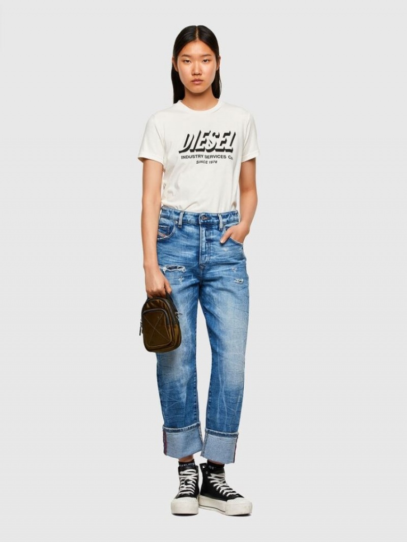 White Diesel T Sily R4 Women's T Shirts | 72186NBQA