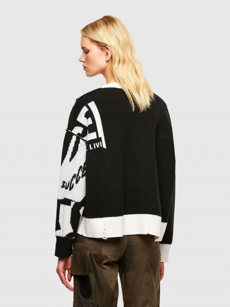 White / Black Diesel M Rosaline Women's Sweaters | 90653AMQH