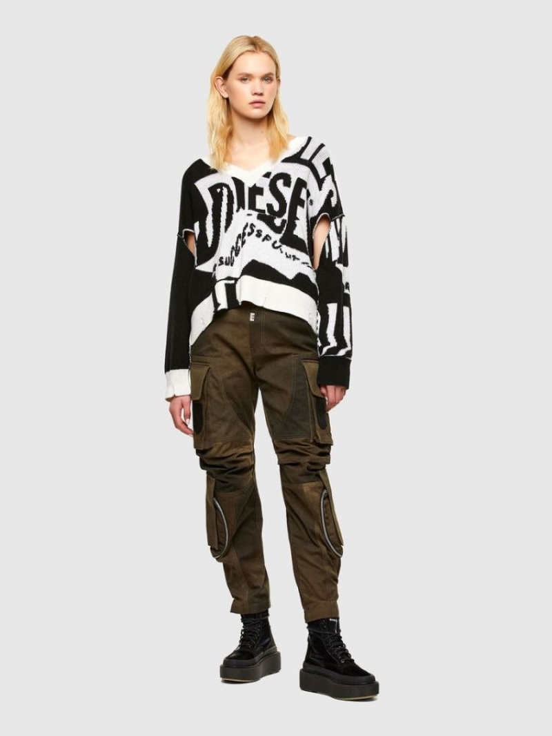 White / Black Diesel M Rosaline Women's Sweaters | 90653AMQH